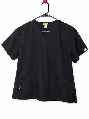 Wink Scrubs Women’s Medium Black V-Neck Scrub Top Medical Uniform Pockets